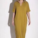 Robe T-Shirt Longue – Jaune Moutarde -STD