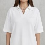 Pull polo oversized blanc