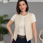 Gilet beige Brodé à Motifs
