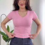 Pull coton col V