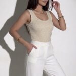 Crop top en maille côtelée