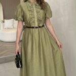 Robe longue princesse avec ceinture