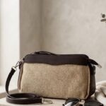Petit sac trotteur en toile tressée beige