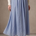 Jupe longue bleu ciel à taille élastiquée -STD