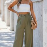 Pantalon, lin, Palazzo haute qualité