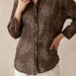 Chemise fluide marron a motif