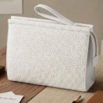 Sac Pochette Tissé & Finitions Cuir Lisse