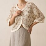 Gilet Court Brodé à Fleurs
