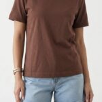 T-shirt marron coton simple