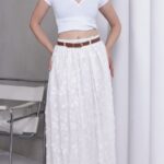 Jupe stylée a motif avec ceinture