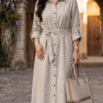 Robe en lin Manches retroussables