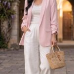 Blazer structuré avec manches retroussées