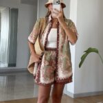 Ensemble d'Été Fluide Short et Chemisette Imprimés