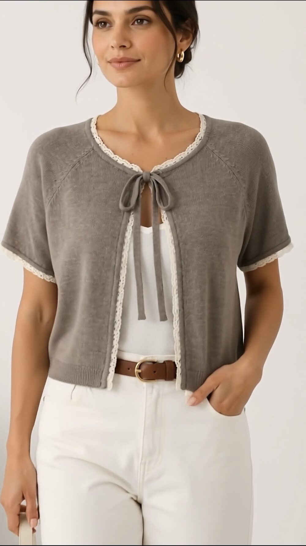 Cardigan Léger à Détails Dentelle taille STD 40 max – Image 2