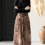 jupe foulard à motif avec ceinture