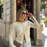 Veste zippée crop en jersey texturé beige