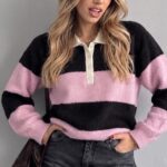 Pull en Maille Douce Rose et Noire STD