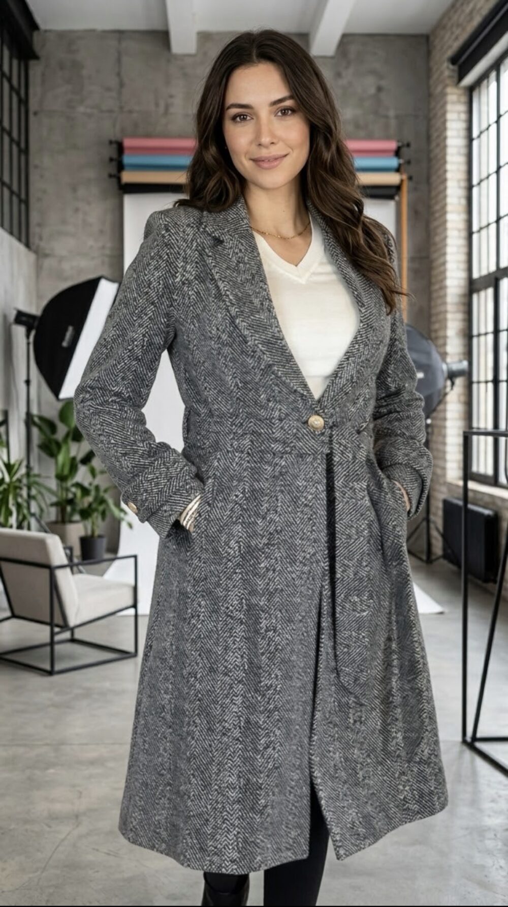 Manteau texturé avec ceinture – Image 2