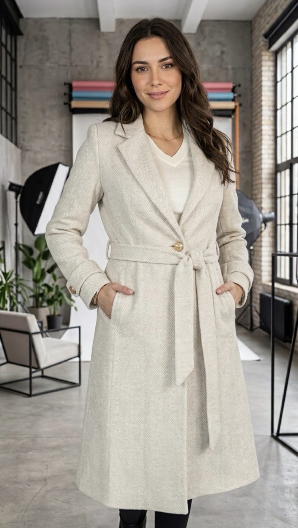 Manteau texturé avec ceinture – Image 3