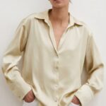 Chemise fluide en satin — Champagne